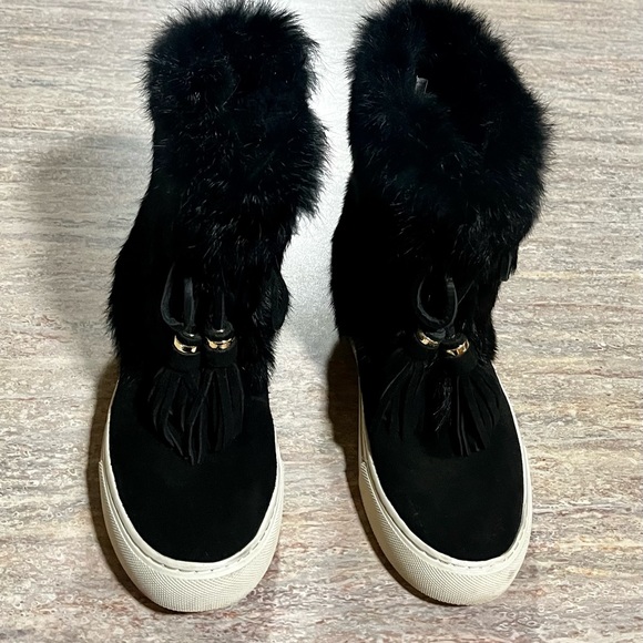 Tory Burch suede ankle boots with tassel & Foldover faux fur - Picture 1 of 16